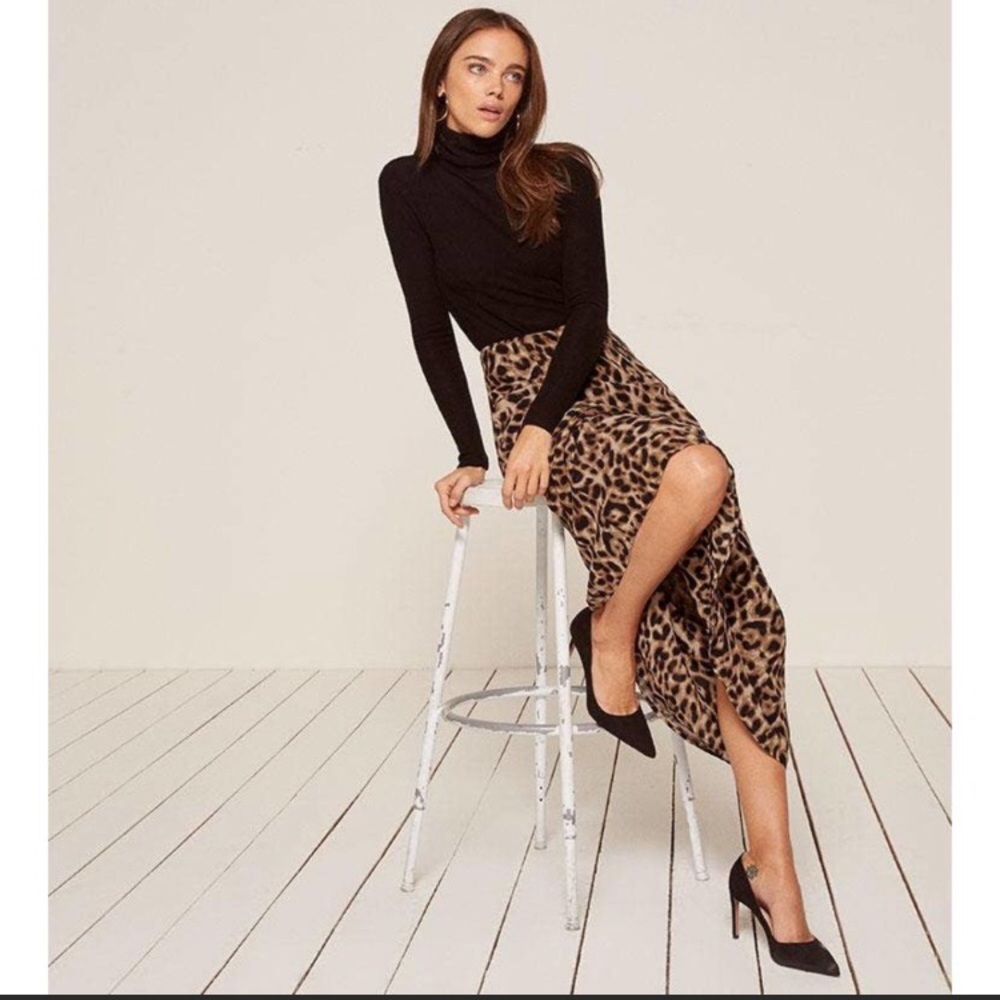 Reformation Mandy Skirt Leopard Womens 4